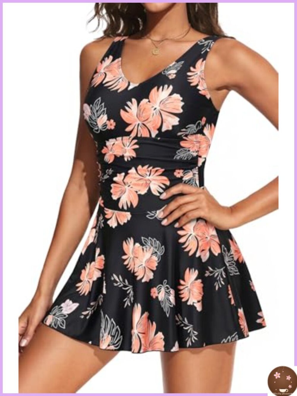 Tummy Control One Piece Swimdress Ruched Swimsuit Skirt